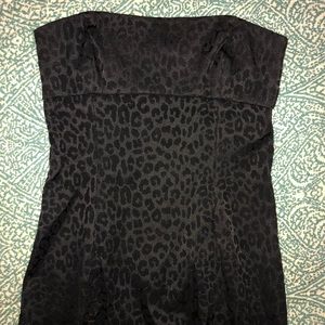 Black leopard print dress w/removable straps